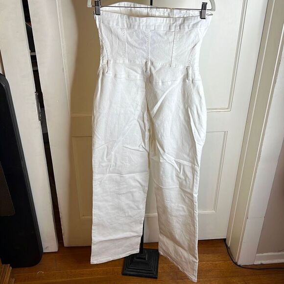 Strapless White Denim Overalls Size small - Picture 5 of 5